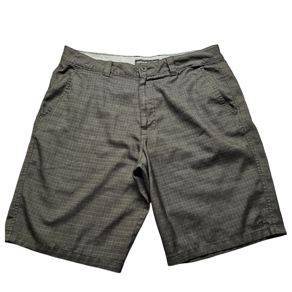 O'Neill Chino Shorts Mens 34 Black Checkered Golf Performance Stretch Flat Front